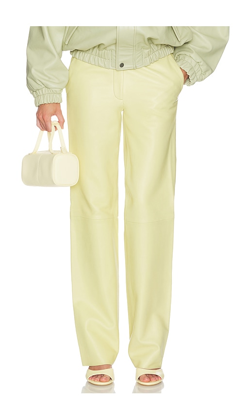 Helsa PANTALON SOFT LAMB LEATHER en Lemon. Taille XL. Also en XXS, XS, S, M, L.