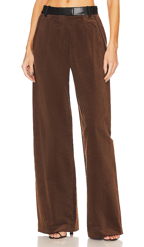 Helsa Corduroy Pleated Trouser In Brown
