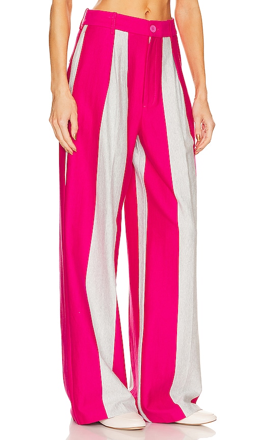 Shop Helsa Rugby Pleated Pant In Heather Grey & Pink