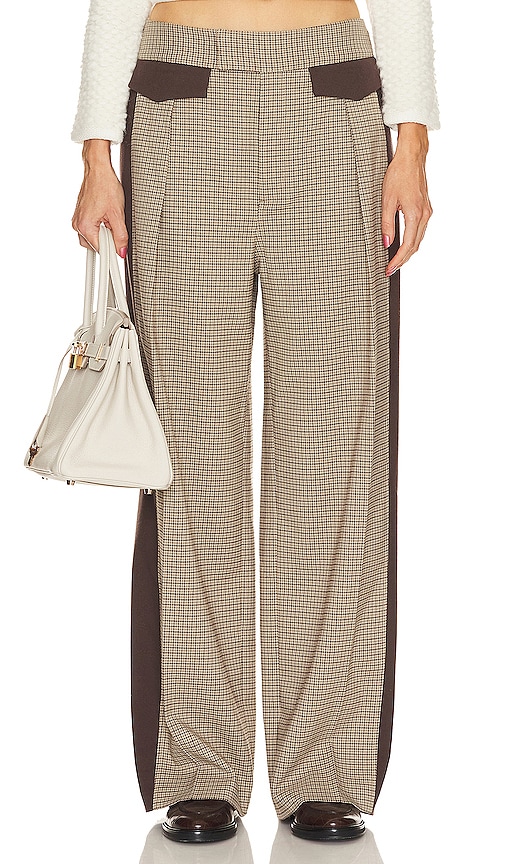 Helsa Colorblock Plaid Suit Trouser In Cafe Plaid & Java