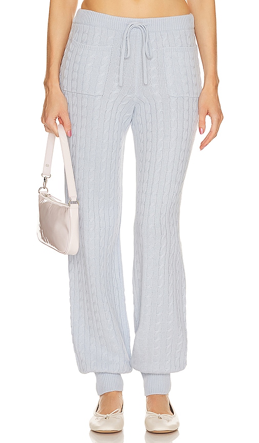 Shop Helsa Taiki Cable Pants In Pale Blue