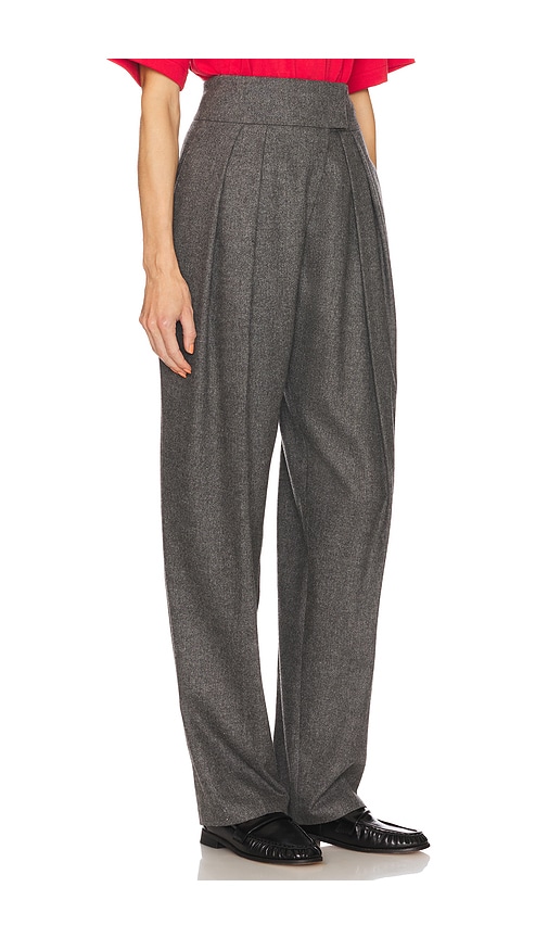 Shop Helsa The Tweed High Waisted Pleated Trouser In 炭花灰