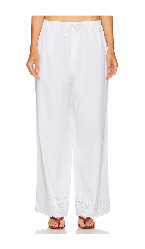 The Summer Pant With Vintage Swiss Embroidery in White. - size XS (also in L, M, S, XXS)
