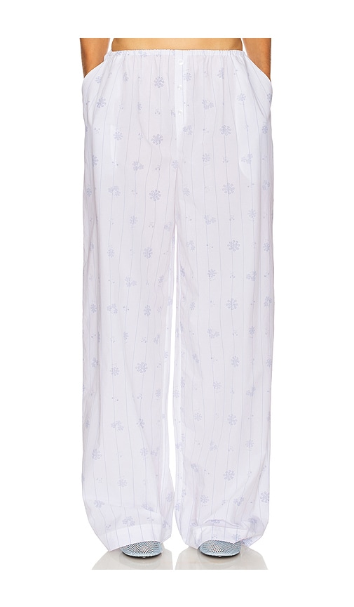 House Pants in Fleur Print Stripe in White. - size XS (also in L, M, S, XL, XXS)