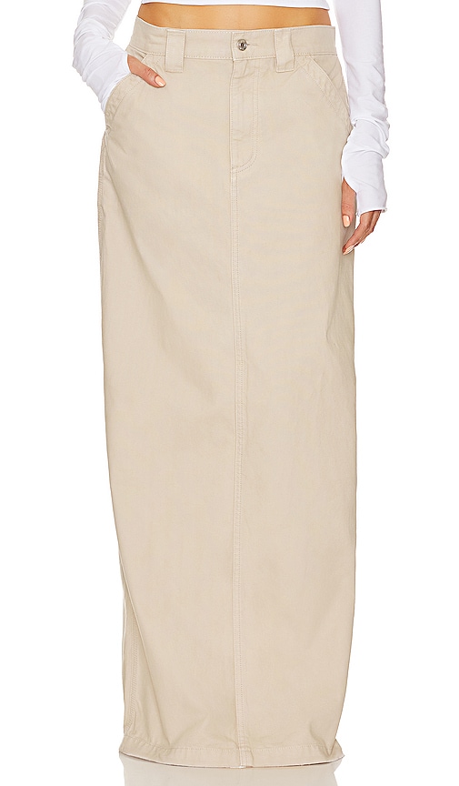Product image of Helsa Workwear Long Skirt in Taupe. Click to view full details