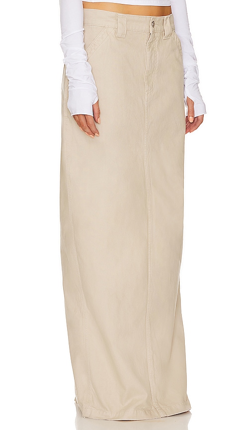 Shop Helsa Workwear Long Skirt In Taupe