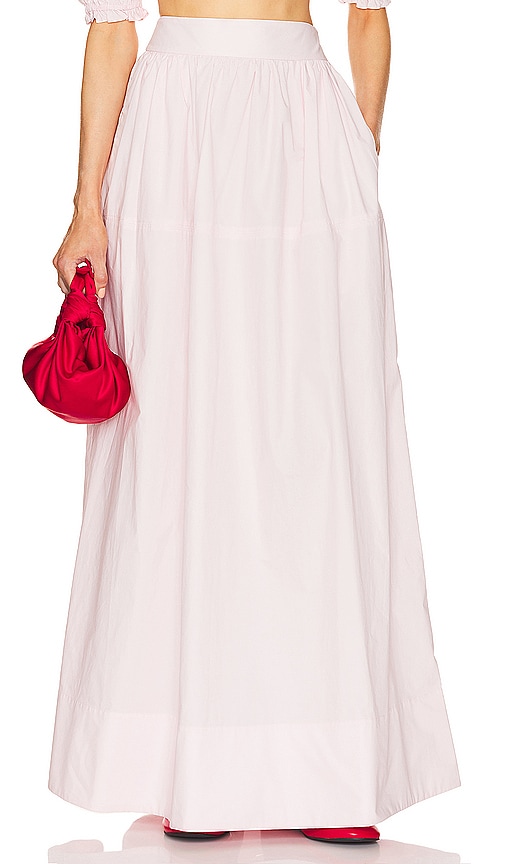 Helsa Poplin Maxi Skirt In Pale Pink