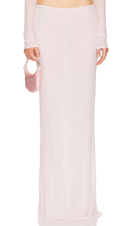 Helsa Sheer Knit Layered Maxi Skirt In Ballet Pink