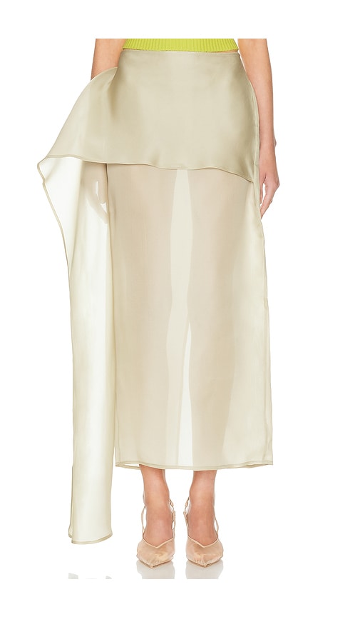 Helsa The Silk Gazar Skirt With Drape In Gray