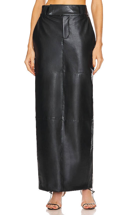 Helsa Waterbased Faux Leather Midi Skirt in Black | REVOLVE