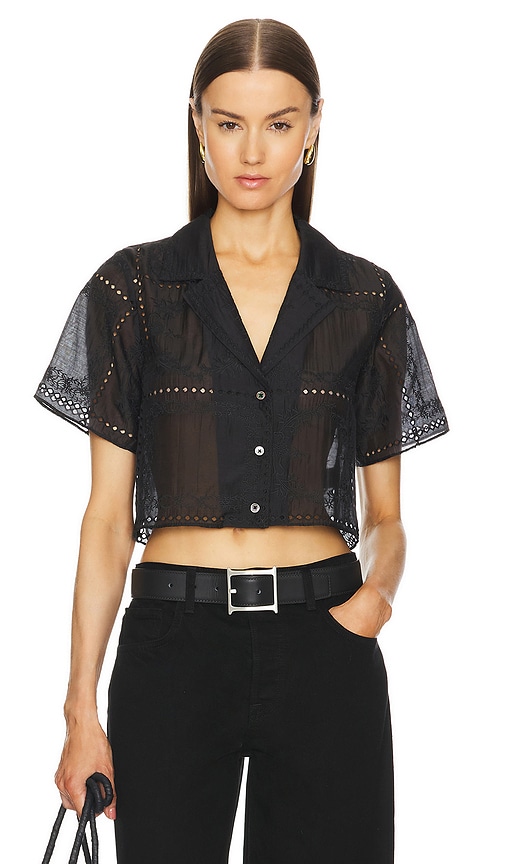 Helsa Handkerchief Camp Shirt in Black