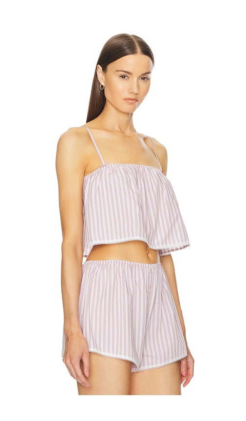 Shop Helsa Wide Stripe Poplin Camisole In Mauve Stripe