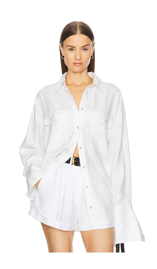 Shop Helsa Washed Linen Shirt In 自然白