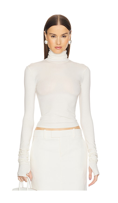 Helsa Long Sleeve Turtleneck in 2nd Skin Jersey in Cream