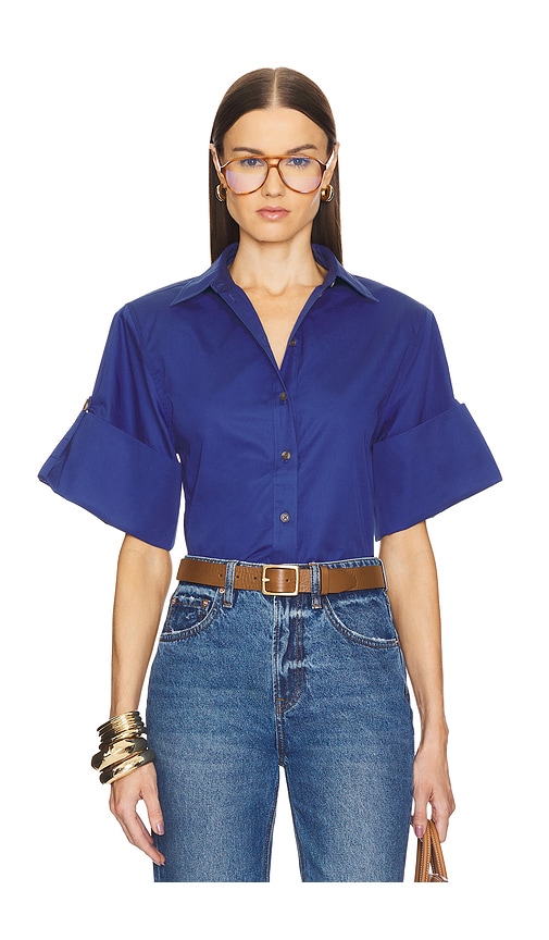 Shop Helsa Bold Shoulder Shirt In Blue