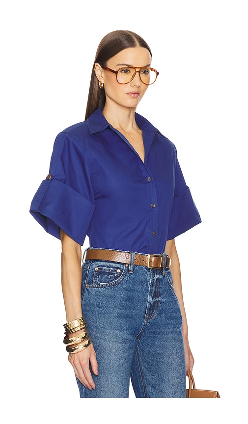 Shop Helsa Bold Shoulder Shirt In Blue