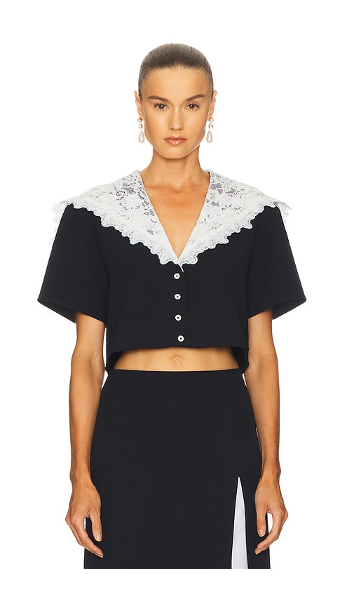 The Sailor Shirt With Lace Collar in Black. - size S (also in L, M)