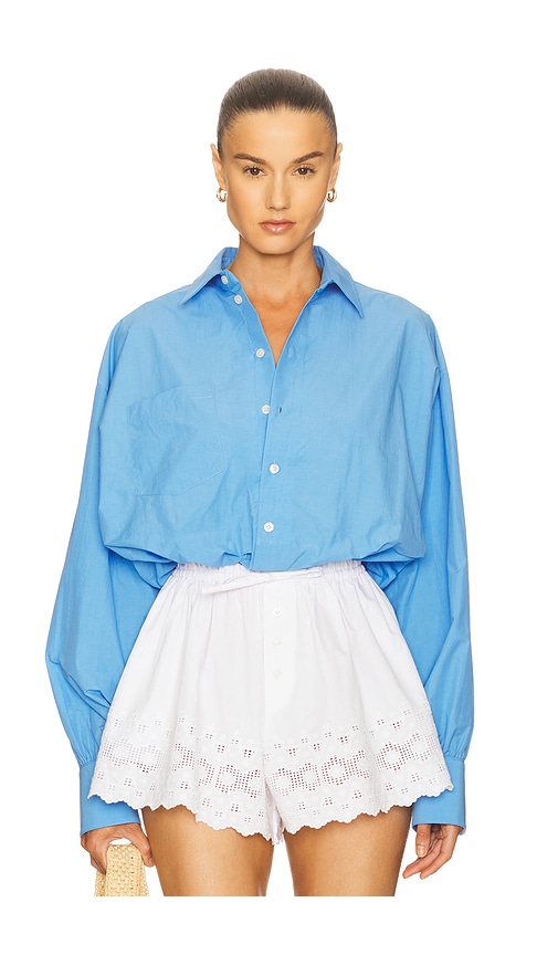 Bubble Shirt in Tech Poplin in Blue. - size XL (also in L)