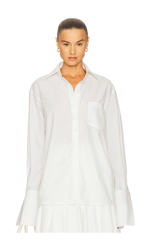 Classic Oversized Shirt in Tech Poplin in White. - size XS (also in L, M, S, XXS)