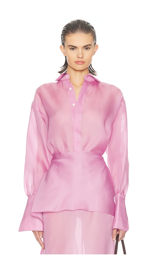 Helsa The Silk Gazar Shirt In Pink