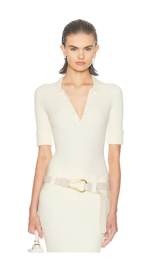 Helsa Devora Polo Bodysuit In White