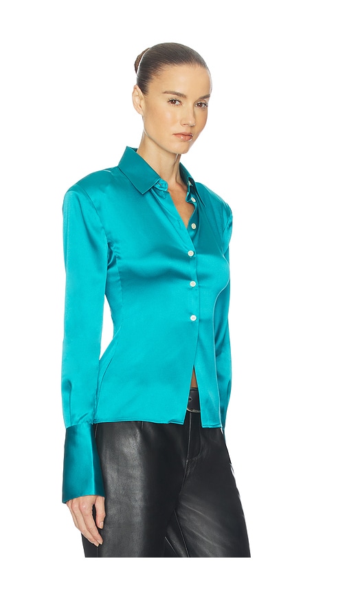 Helsa The Silk Charmeuse Shirt In Blue