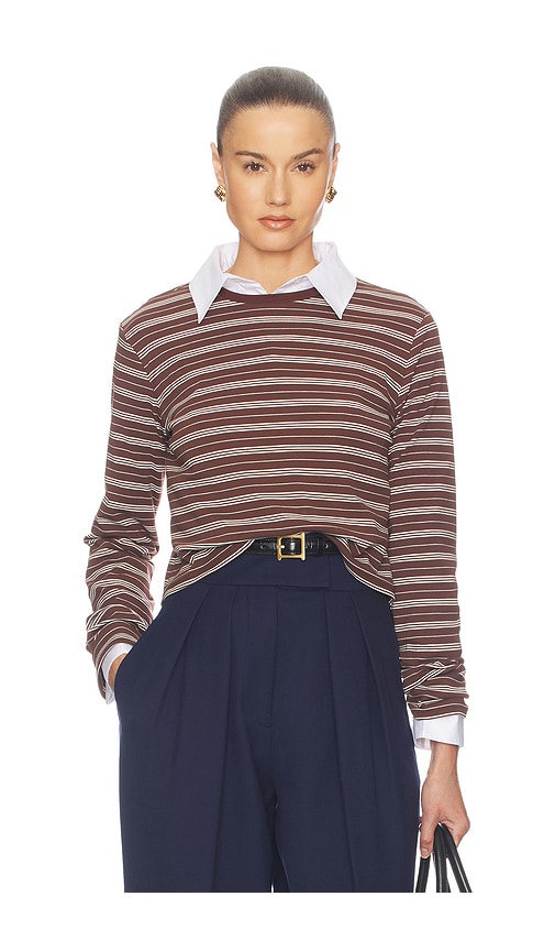Helsa The Rib Long Sleeve Tee In Brown