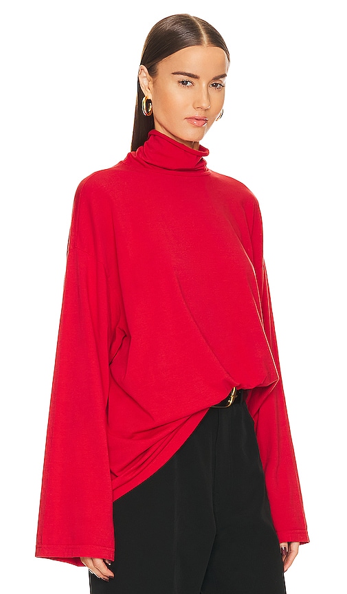 Shop Helsa The Oversized Turtleneck Tee In Red