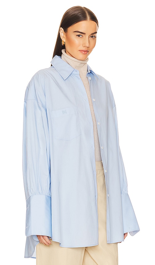 Shop Helsa Cotton Poplin Oversized Shirt In Sky Blue