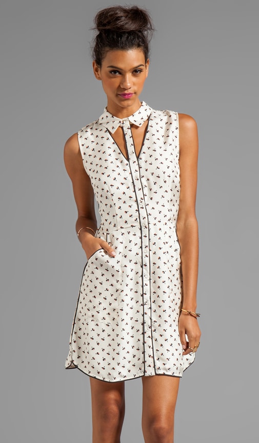 harlyn Peek A Boo Button Down Dress in Coral Dot Floral REVOLVE