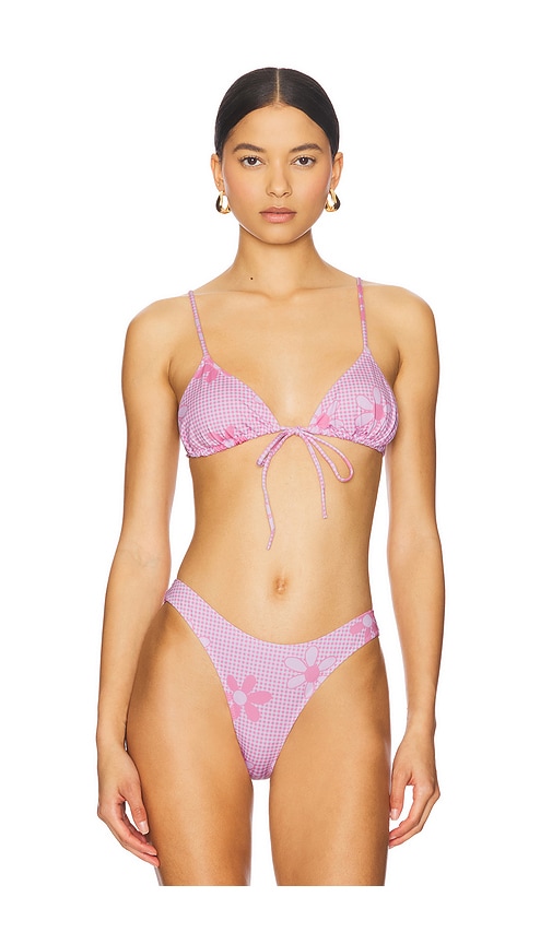 Triangle Front Tie Bikini Top in Pink. - size L (also in M, S, XL, XS) - Heavy Manners - Modalova