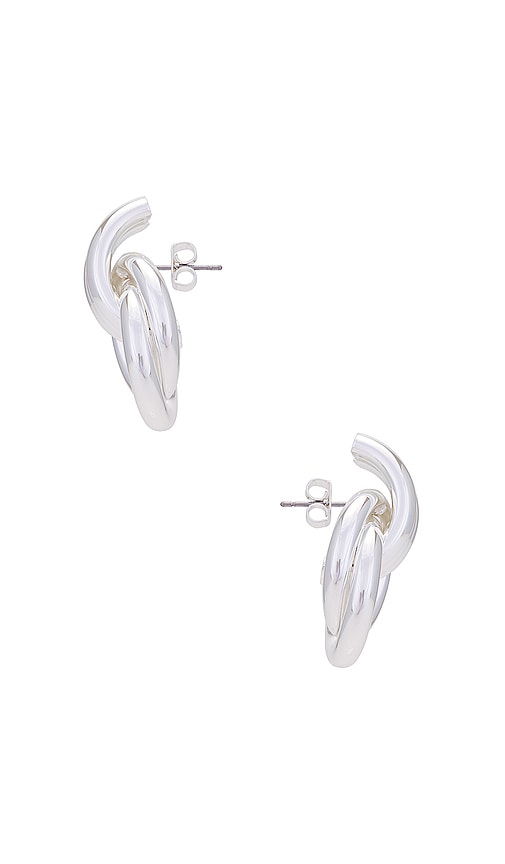 Shop Heaven Mayhem Mini Knot Earrings In Metallic Silver