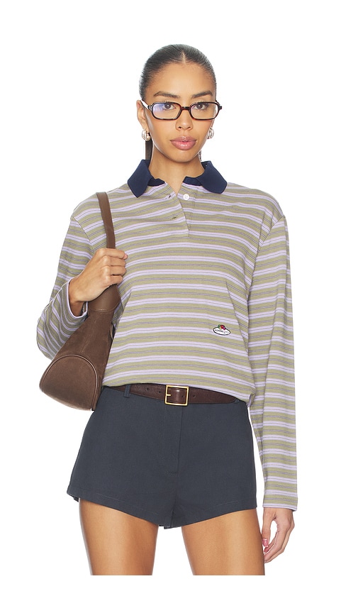 HOMMEgirls X Fruit Of The Loom Striped Long Sleeve Polo