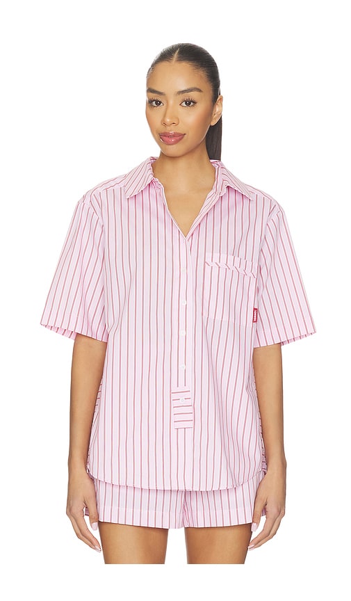 Hommey Stripe Pajama Short Sleeve Shirt