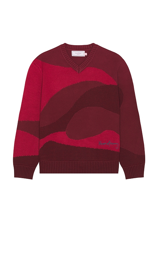 House of Sunny The Red Landscape Oversized V-Neck Sweater