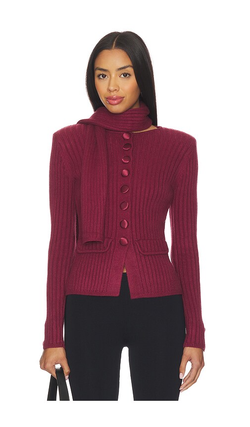 House of Sunny Power Peggy Cardigan in Burgundy
