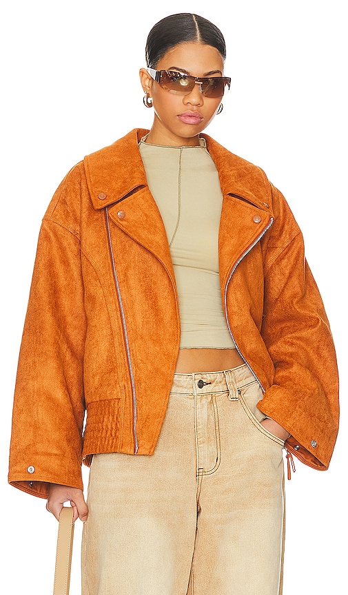 House Of Sunny The Hybrid Biker Jacket In Tan