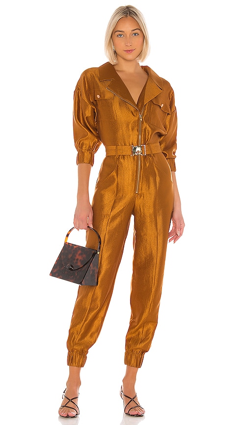 House Of Harlow 1960 X Revolve Adra Jumpsuit In Metallic Copper. In Gold