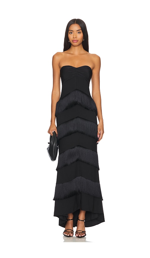 House Of Harlow 1960 Hera Fringe Maxi Dress In 블랙