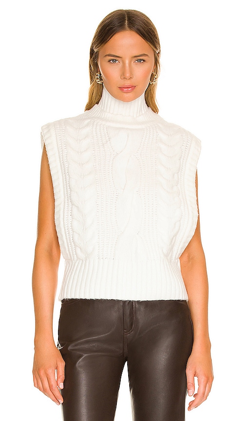 X REVOLVE Gianna Turtleneck Cable Vest in Ivory. Revolve Women Clothing Sweaters Turtlenecks 