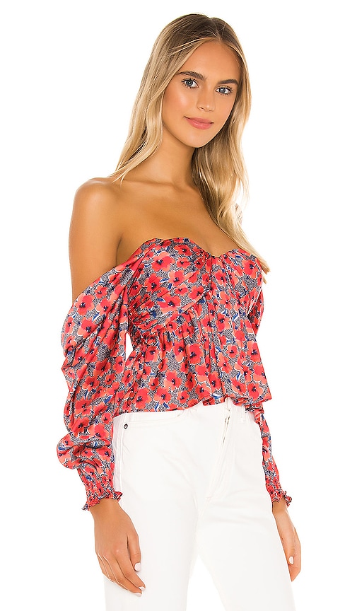 Shop House Of Harlow 1960 X Revolve Burna Blouse In Red Poppy Floral