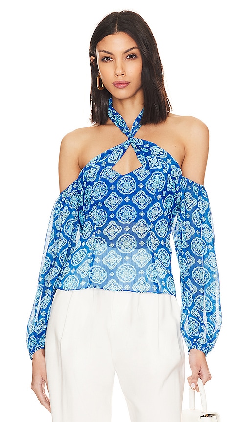 Shop House Of Harlow 1960 X Revolve Arnella Blouse In Blue