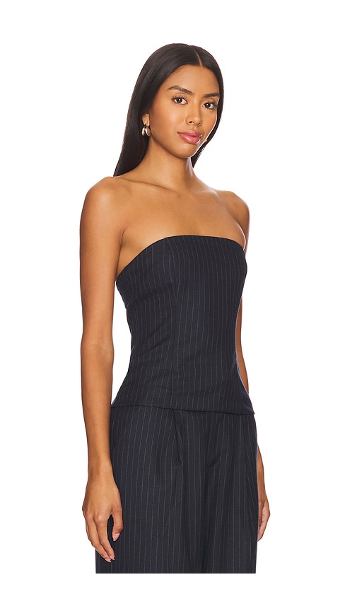 Shop House Of Harlow 1960 Katya Top In Navy Pinstripe