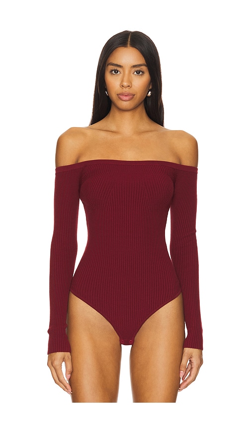 Shop House Of Harlow 1960 Colette Bodysuit In Berry Burgundy