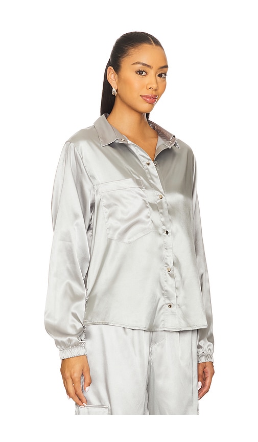Heroine Sport Satin Button Up Shirt In Metallic