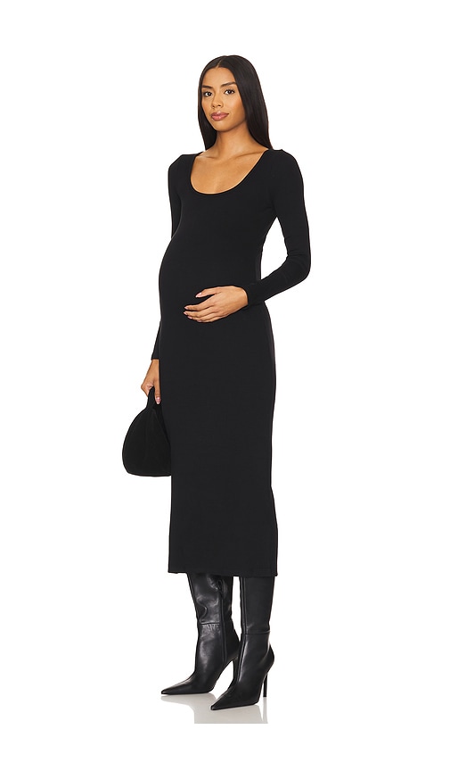 HATCH The Long Sleeve Rib Dress in Black