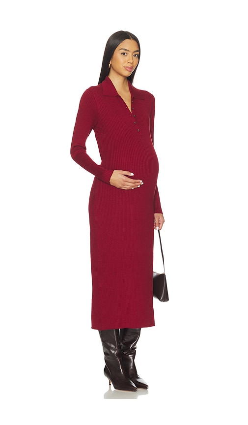 Hatch The Averie Polo Rib Sweater Dress In Red
