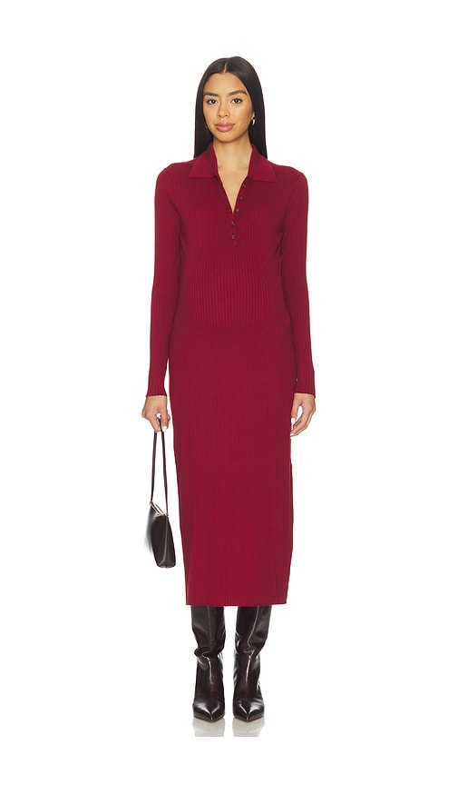 Hatch The Averie Polo Rib Sweater Dress In Red