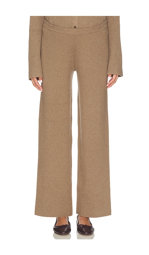 Hatch The Beatrice Ribbed Knit Pant In Neutral