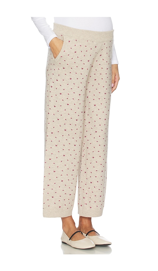 Hatch The Nora Floral Knit Pant In Brown